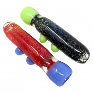 3.5" Slime Head Frit Body Multi Marble Chillum Hand Pipe - (Pack of 5 ) [RKP282]